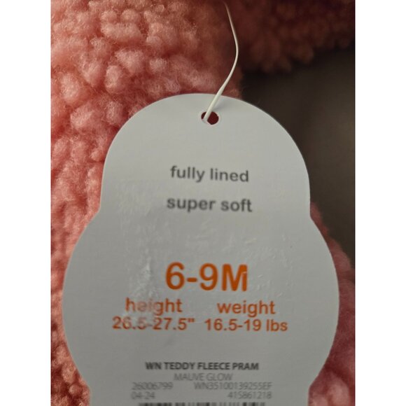 NWT Wonder Nation Teddy Fleece Pram Pink, 6-9M Hooded Bunting Suit - Picture 4 of 4